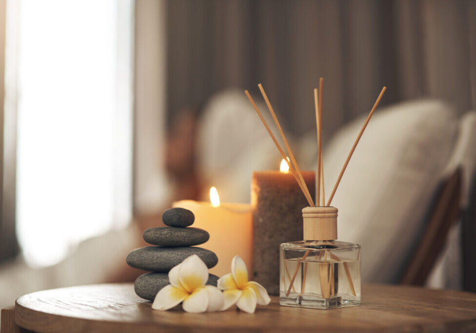 Still life closeup of a tranquil spa arrangement